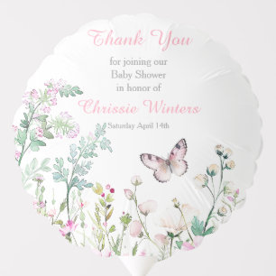 Spring Green Butterfly Floral Baby Shower Balloon