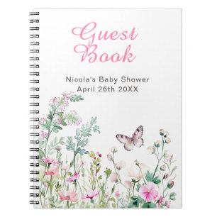 Spring Green Butterfly Floral Wedding Notebook