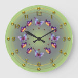 Spring Green Butterfly Ring Large Clock at Zazzle