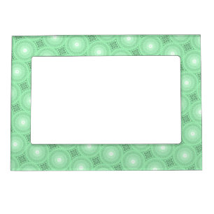 Spring green circles pattern magnetic picture frame
