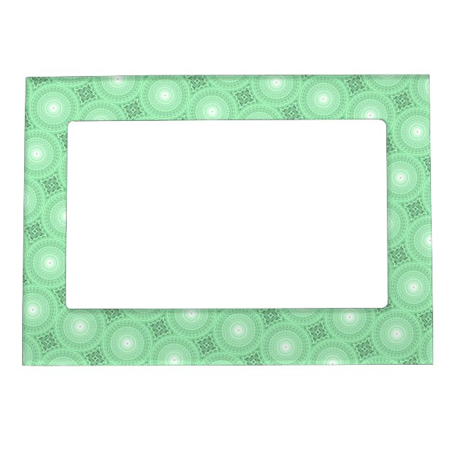 Spring green circles pattern magnetic picture frame (Front)