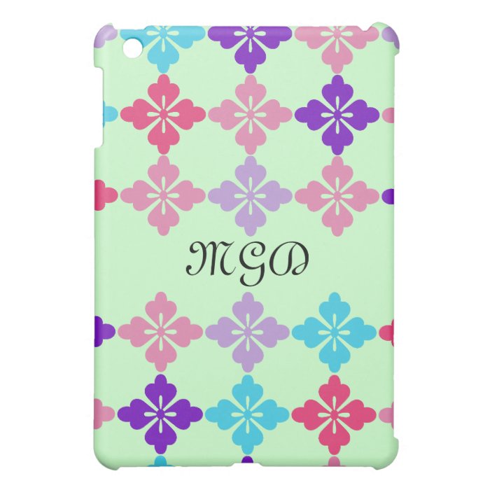 Spring green & colorful flower pop art & monogram case for the iPad mini