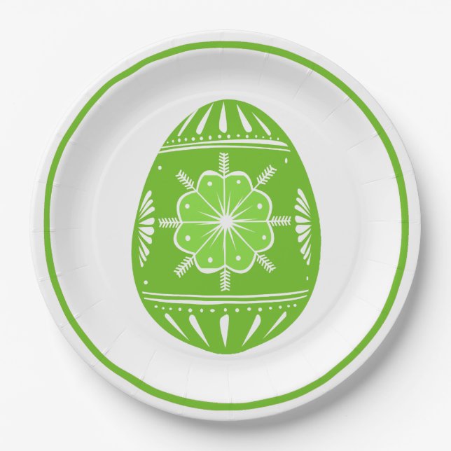 Spring Green Easter Egg  Paper Plates (Front)