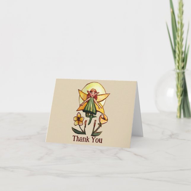 Spring Green Fairy                                 Letterpress Thank You Card (Front)