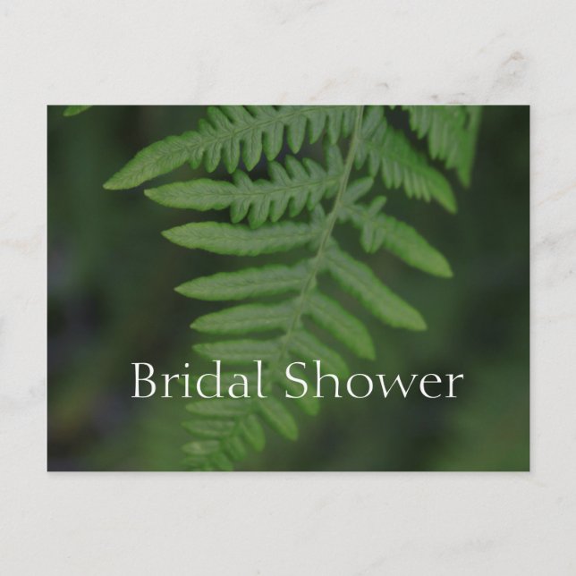 Spring green fern leaves bridal shower  invitation postcard (Front)