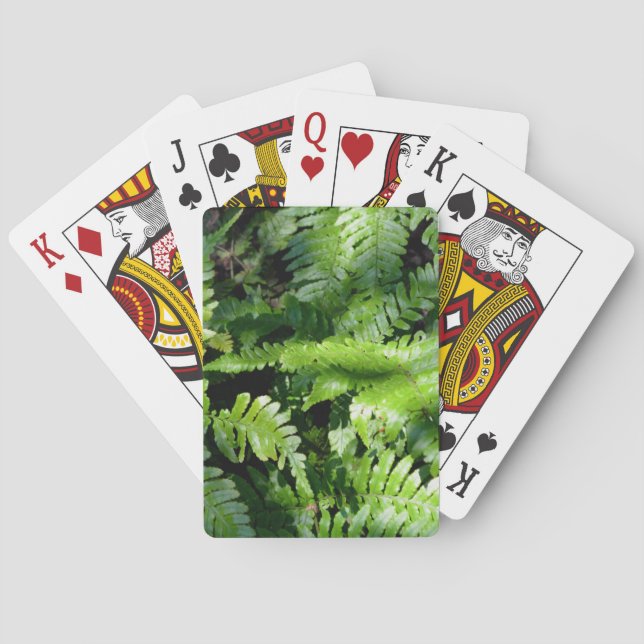 Spring Green Ferns forest botanical nature Poker Cards (Back)