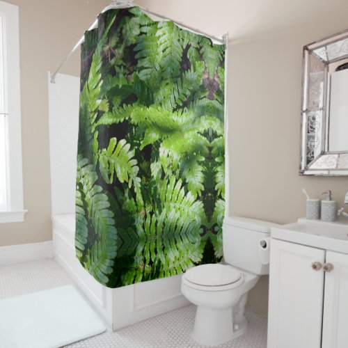 Spring Green Ferns forest botanical Shower Curtain