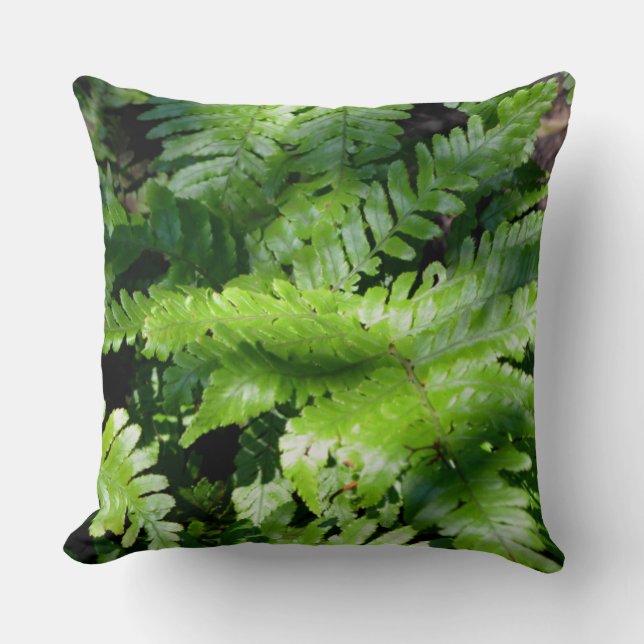 Spring Green Ferns Throw Pillow (Front)