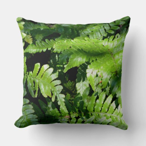 Spring Green Ferns Throw Pillow