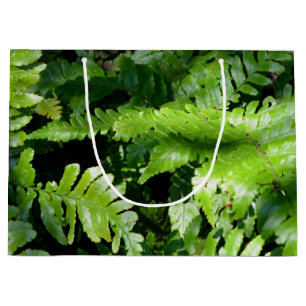 Spring Green Ferns tropical botanical greenery Large Gift Bag