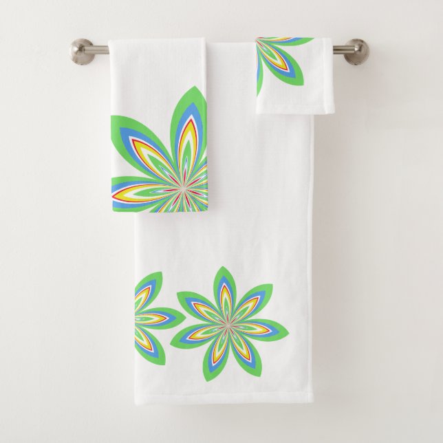 Spring Green Floral Bath Towel Set (Insitu)