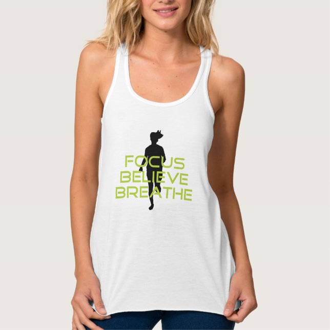 Spring Green Focus Believe Breathe Tank Top (Front)