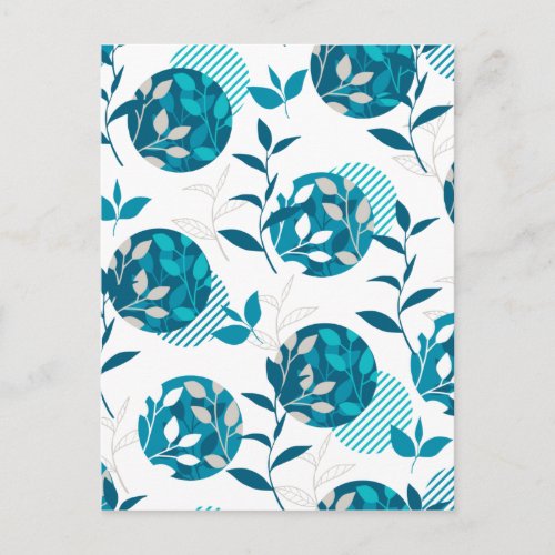 Spring Green Foliage and Leaves Modern Pattern Postcard