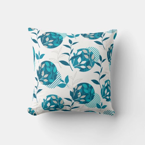 Spring Green Foliage and Leaves Modern Pattern Throw Pillow