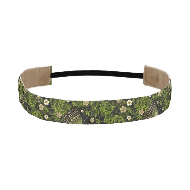 Spring Green-gold Pattern Athletic Headband (Front)