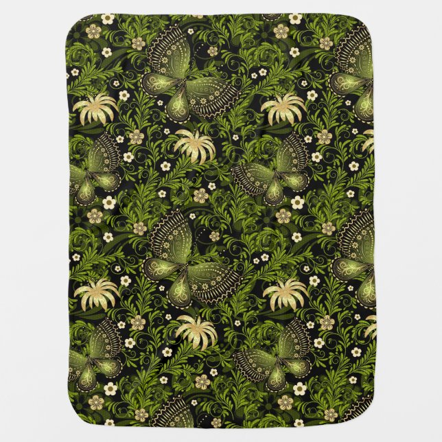 Spring Green-gold Pattern Baby Blanket (Front)