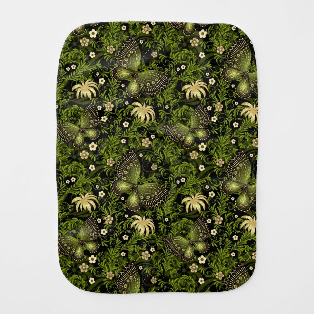 Spring Green-gold Pattern Baby Burp Cloth (Front)