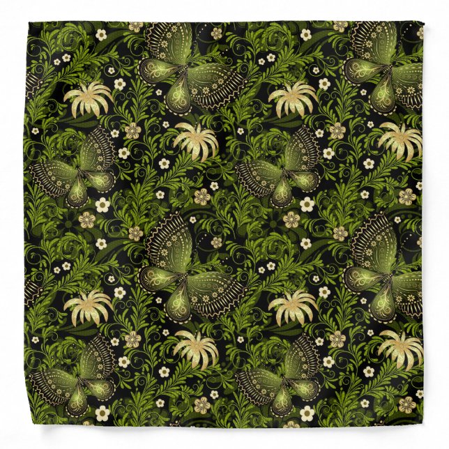 Spring Green-gold Pattern Bandana (Front)