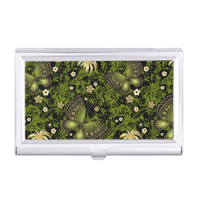 Spring Green-gold Pattern Case For Business Cards (Front)