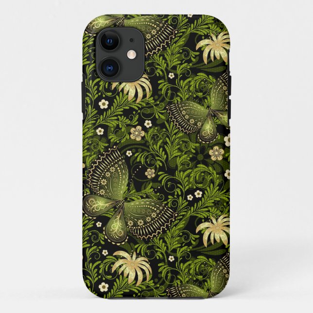 Spring Green-gold Pattern Case-Mate iPhone Case (Back)