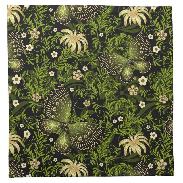 Spring Green-gold Pattern Cloth Napkin (Front)