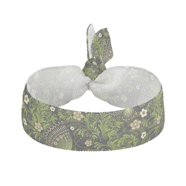 Spring Green-gold Pattern Elastic Hair Tie (Front)