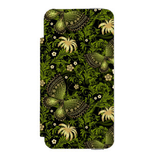 Spring Green-gold Pattern Wallet Case For iPhone SE/5/5s
