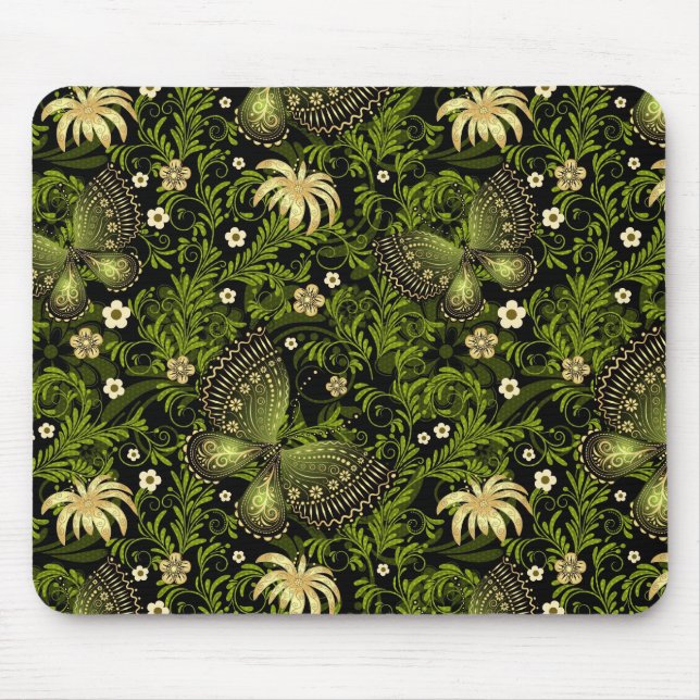 Spring Green-gold Pattern Mouse Pad (Front)