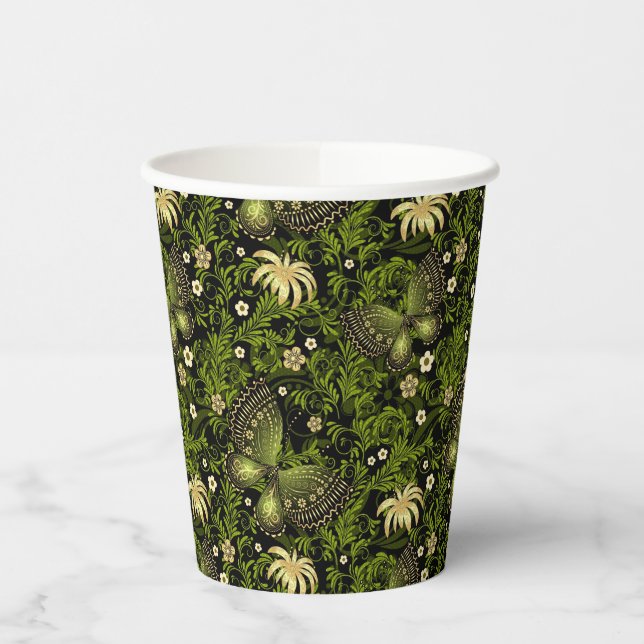 Spring Green-gold Pattern Paper Cups (Left)