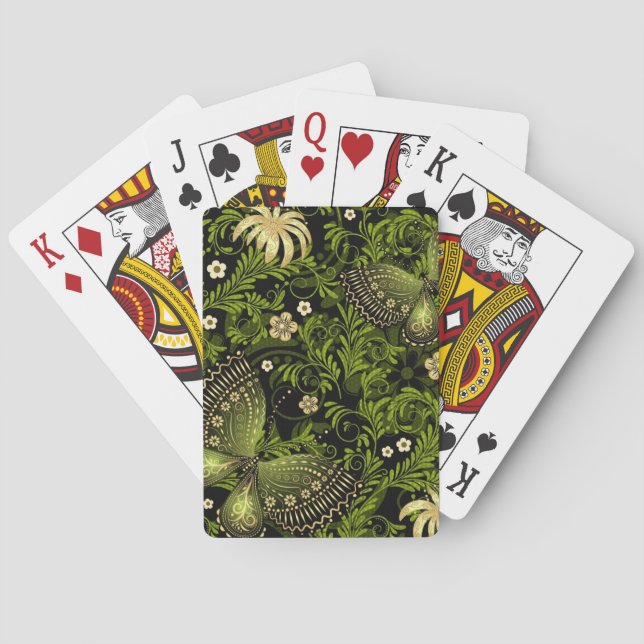 Spring Green-gold Pattern Poker Cards (Back)
