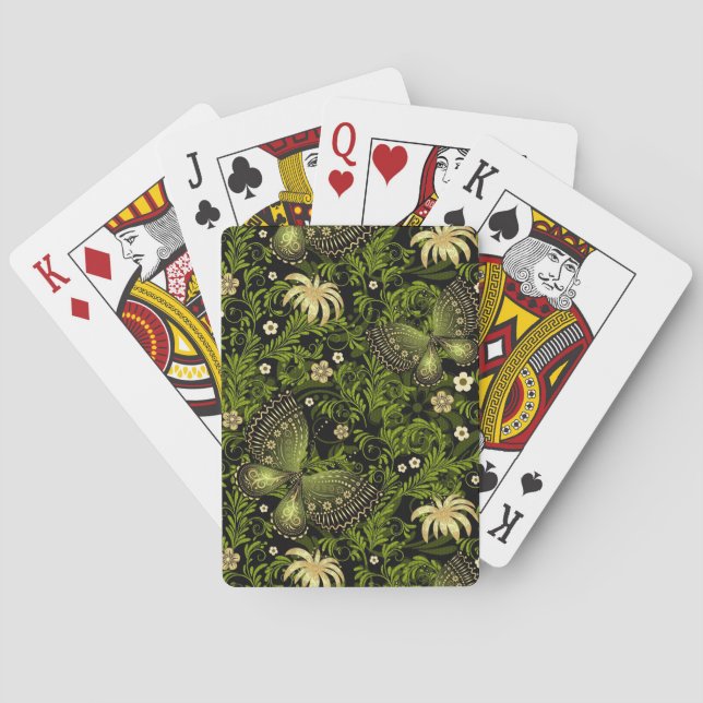 Spring Green-gold Pattern Poker Cards (Back)