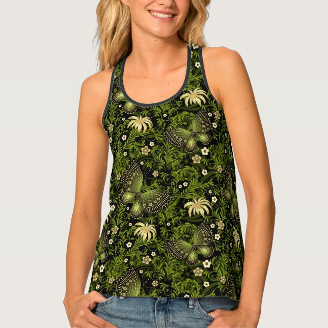 Spring Green-gold Pattern Tank Top (Front)