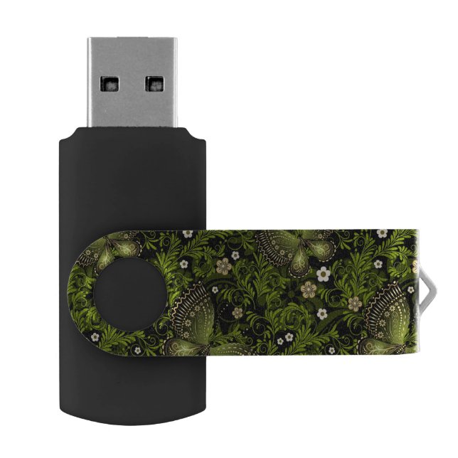 Spring Green-gold Pattern USB Flash Drive (Opened)