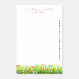 Spring Green Grass And Colorful Flowers Post-it Notes