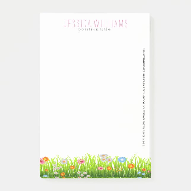 Spring Green Grass And Colorful Flowers Post-it Notes (Front)