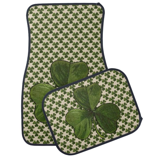 Spring Green Irish Shamrock Pattern Car Floor Mat (Set)