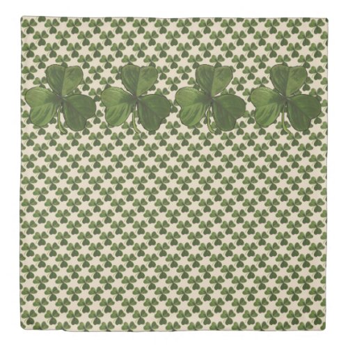 Spring Green Irish Shamrock Pattern Duvet Cover