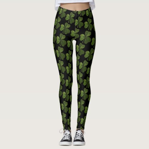 Spring Green Irish Shamrock Pattern Leggings