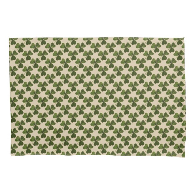 Spring Green Irish Shamrock Pattern Pillow Case (Front)