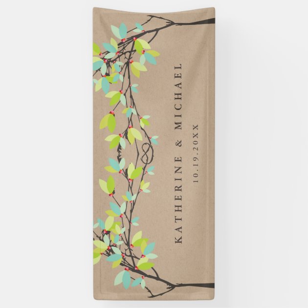 Spring Green Knotted Love Trees Wedding Banner
