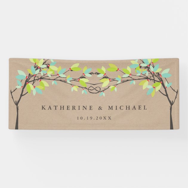 Spring Green Knotted Love Trees Wedding Banner