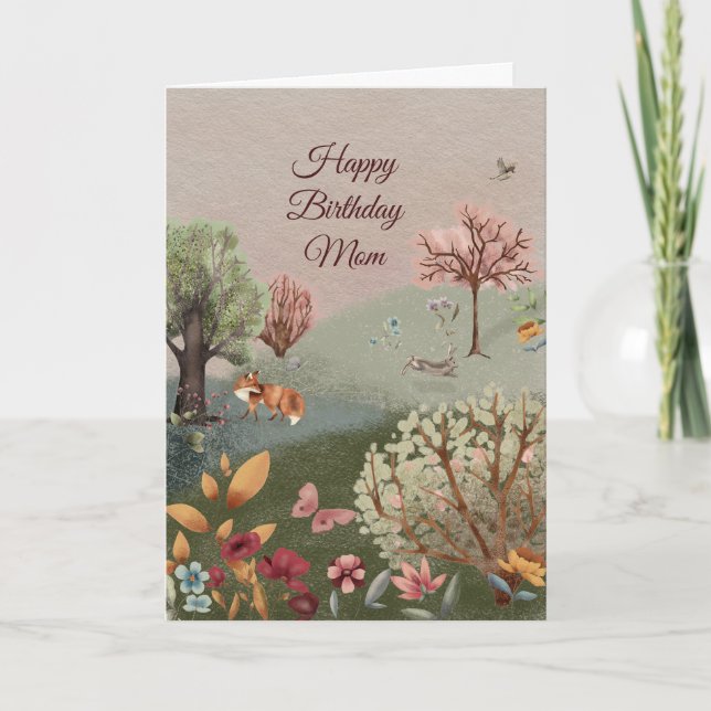 Spring Green Landscape Watercolor Name Birthday Card (Front)