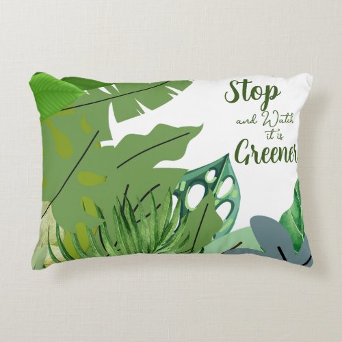 Spring Green Leafy Lumbar Pillow