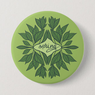 Spring Green Leaves Aesthetic Typography Button
