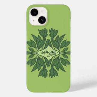 Spring Green Leaves Aesthetic Typography Case-Mate iPhone 14 Case