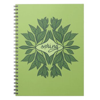 Spring Green Leaves Aesthetic Typography Notebook by borianag at Zazzle