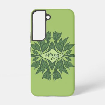 Spring Green Leaves Aesthetic Typography Samsung Galaxy S22 Case by borianag at Zazzle