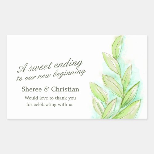 Spring green leaves art wedding candy sticker