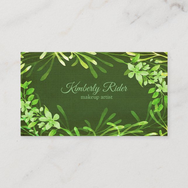Spring Green Leaves Business Card (Front)