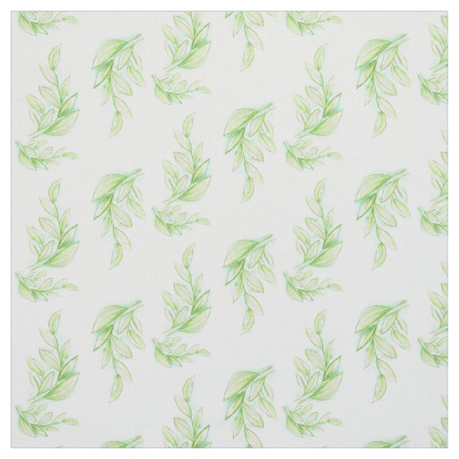 Spring green leaves watercolor art pattern fabric (Swatch)